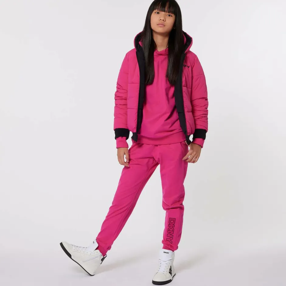 DKNY Pink Cotton Embroidered Hoodie Discount