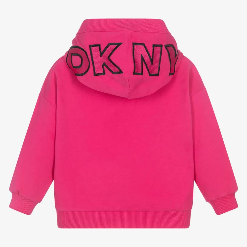 DKNY Pink Cotton Embroidered Hoodie Discount