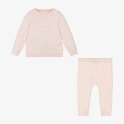 Marie-Chantal Pink Cotton Knit Trouser Set Clearance