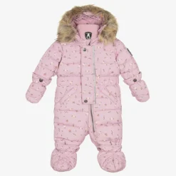 Deux par Deux Pink Floral Print Hooded Baby Snowsuit Outlet