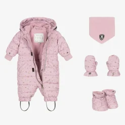 Deux par Deux Pink Floral Print Hooded Baby Snowsuit Outlet