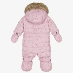 Deux par Deux Pink Floral Print Hooded Baby Snowsuit Outlet