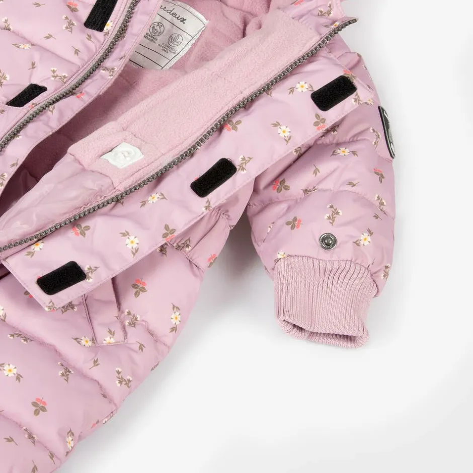 Deux par Deux Pink Floral Print Hooded Baby Snowsuit Outlet