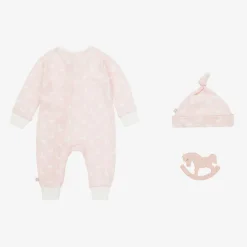 The Little Tailor Pink Hare Print Cotton Babysuit Set Sale