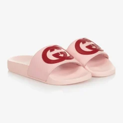 Gucci Pink Interlocking G Sliders New