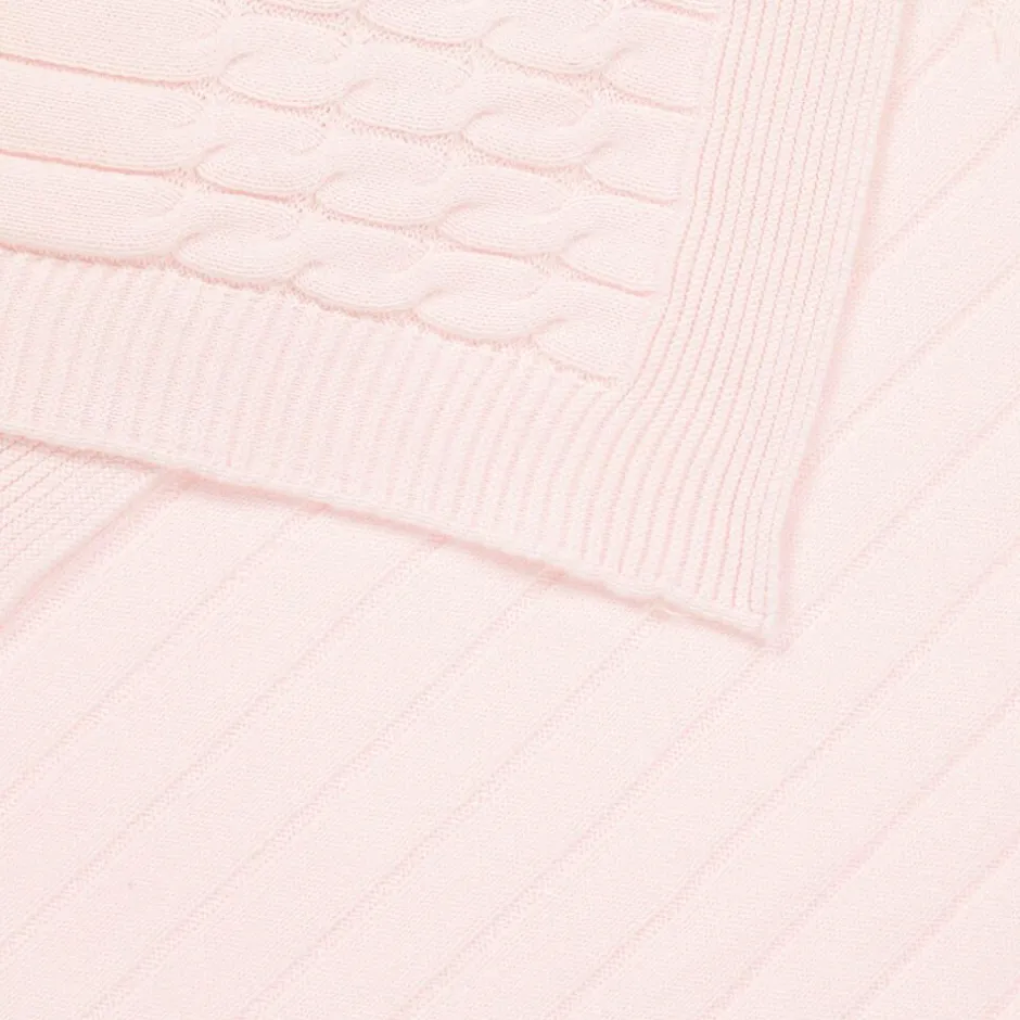 Emile et Rose Pink Knitted Cotton Blanket (96cm) Hot