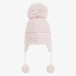 Emile et Rose Pink Knitted Cotton Pom-Pom Hat Best