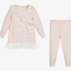 Caramelo Kids Pink Knitted Leggings Set Outlet