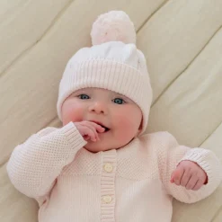 Emile et Rose Pink Knitted Pom-Pom Hat Discount