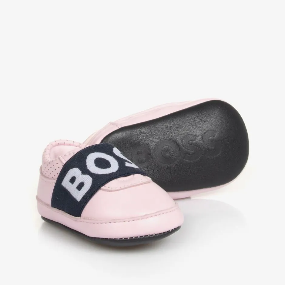 BOSS Pink Leather Baby Pre-Walker Shoes Clearance