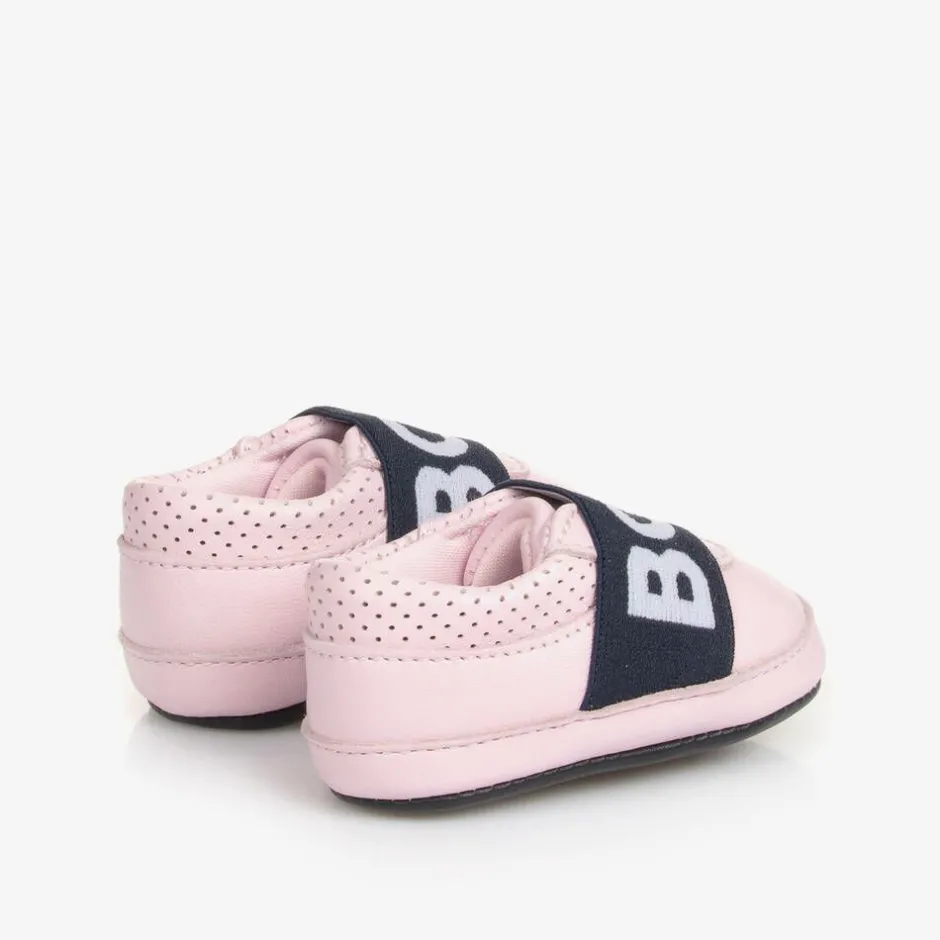 BOSS Pink Leather Baby Pre-Walker Shoes Clearance