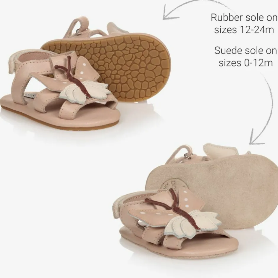 Donsje Pink Leather Baby Sandals Hot