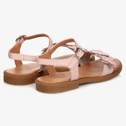 Childrens Classics Pink Leather Flower Sandals New