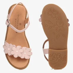 Childrens Classics Pink Leather Flower Sandals New