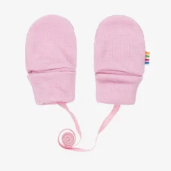 Joha Pink Merino Wool Baby Mittens Hot