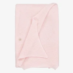 Paz Rodríguez Pink Merino Wool Knitted Baby Shawl (100cm) Discount