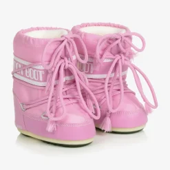 Moon Boot Pink Mini Nylon Snow Boots Outlet