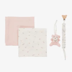 Jamiks Pink Organic Cotton Muslin Cloth & Dummy Clip Set Outlet