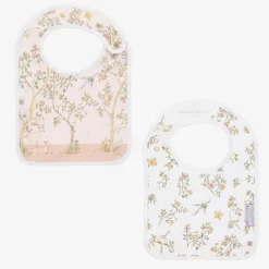 Atelier Choux Paris Pink Organic Cotton Swaddle & Bib Set New