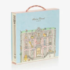 Atelier Choux Paris Pink Organic Cotton Swaddle & Bib Set New