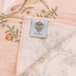 Atelier Choux Paris Pink Organic Cotton Swaddle & Bib Set New