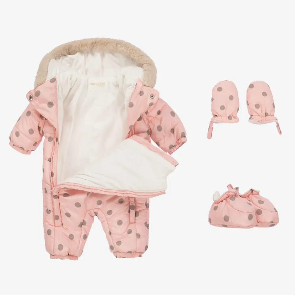 Mayoral Pink Padded Baby Snowsuit