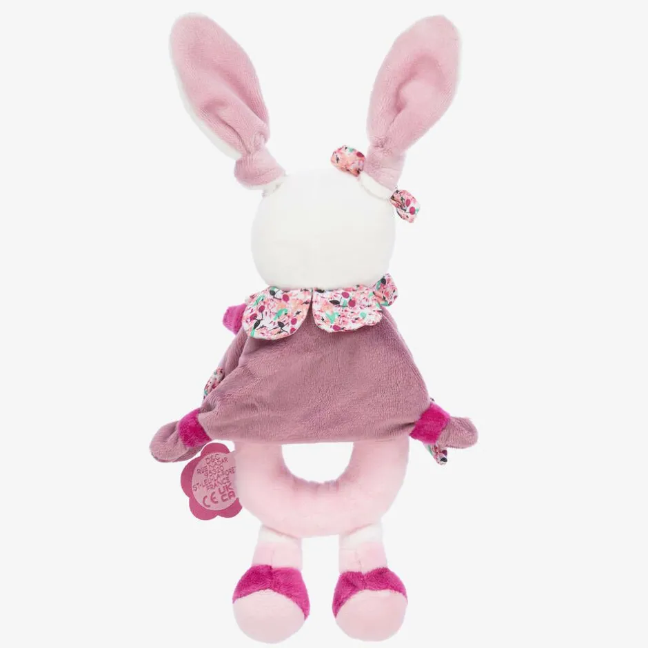 Doudou et Compagnie Pink Plush Bunny Rattle (21cm) Clearance