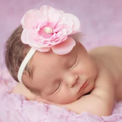 Cute Cute Pink Silk Flower & Ivory Headband with Diamanté Clearance
