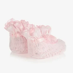 Sarah Louise Pink Smocked Baby Booties New