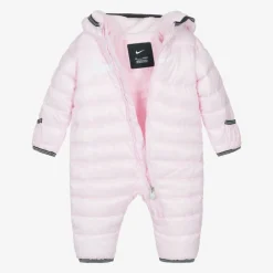 Nike Pink Swoosh Logo Padded Baby Snowsuit New