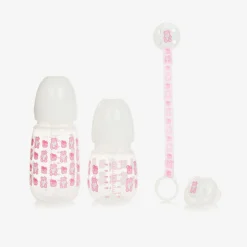 Guess Pink Teddy Bear Bottle & Dummy Set Best