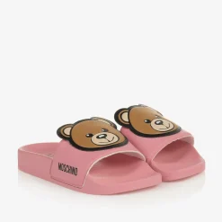 Moschino Kid-Teen Pink Teddy Bear Sliders
