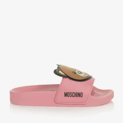 Moschino Kid-Teen Pink Teddy Bear Sliders