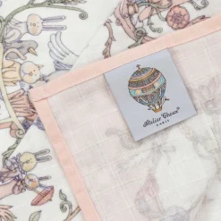 Atelier Choux Paris Pink Toile De Jouy Cotton Swaddle (95cm) Outlet