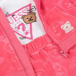 Guess Pink Velour Baby Tracksuit Set New