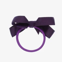 Peach Ribbons Purple Bow Hair Elastic (7cm)