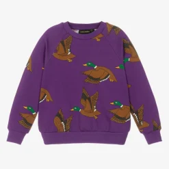 Mini Rodini Purple Organic Cotton Duck Print Sweatshirt Best