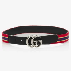 Gucci Red & Blue Striped Velvet Belt Sale