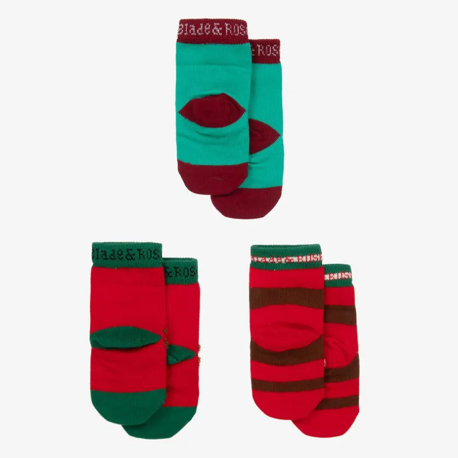 Blade amp; Rose Red & Green Cotton Festive Socks (3 Pack) Discount