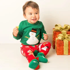 Blade amp; Rose Red & Green Festive Snowman Cotton Leggings Discount