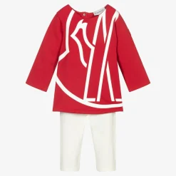 Moncler Enfant Red & Ivory Leggings Set