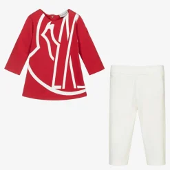 Moncler Enfant Red & Ivory Leggings Set