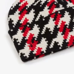 Perfect Moment Red & Black Merino Wool Houndstooth Beanie Best