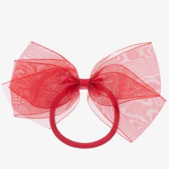 Peach Ribbons Red Bow Hair Elastic (12cm) Discount