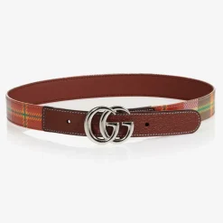 Gucci Red Check Double G Belt Discount