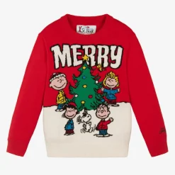 MC2 Saint Barth Red Christmas Wool & Cashmere Peanuts© Jumper Outlet