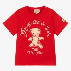 Gucci Red Cotton Logo T-Shirt Best