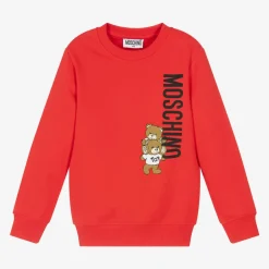 Moschino Kid-Teen Red Cotton Teddy Bear Sweatshirt Sale