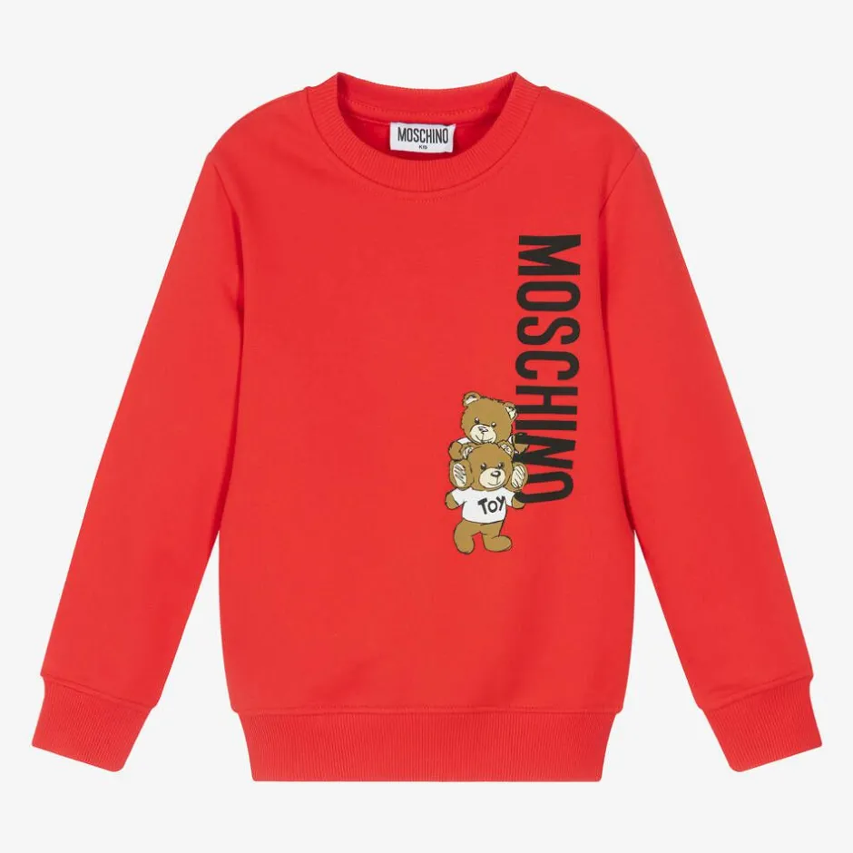 Moschino Kid-Teen Red Cotton Teddy Bear Sweatshirt Sale