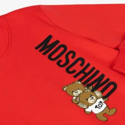 Moschino Kid-Teen Red Cotton Teddy Bear Sweatshirt Sale